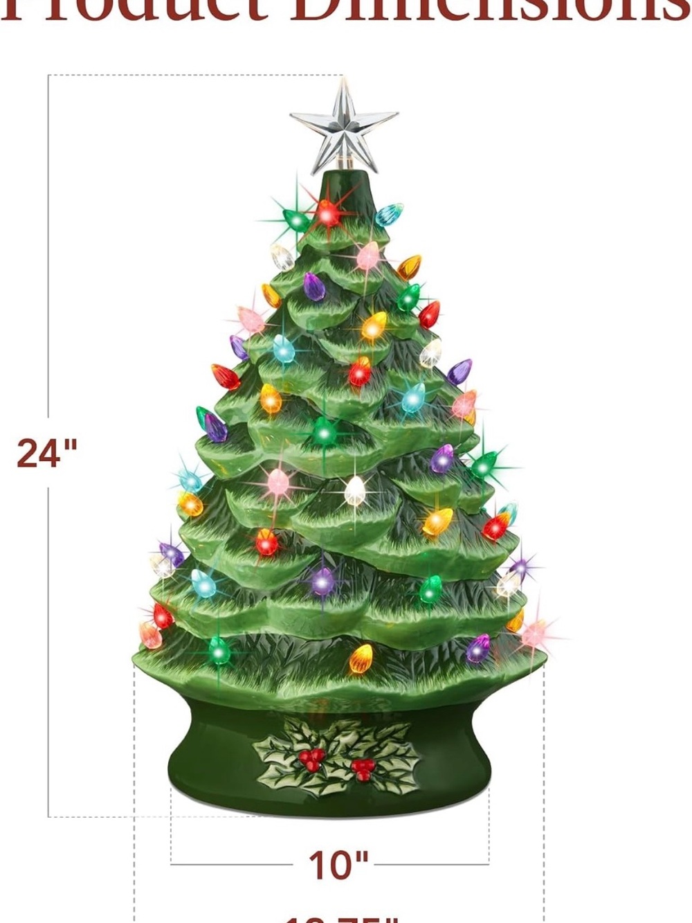 Multi-Color Ceramic Tree String Lights - Festive Multi-Color Bulbs - Picture 2 of 3